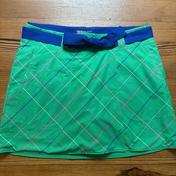 Nike Golf green check royal blue reversible womens skort SIZE 10 - Picture 1 of 4